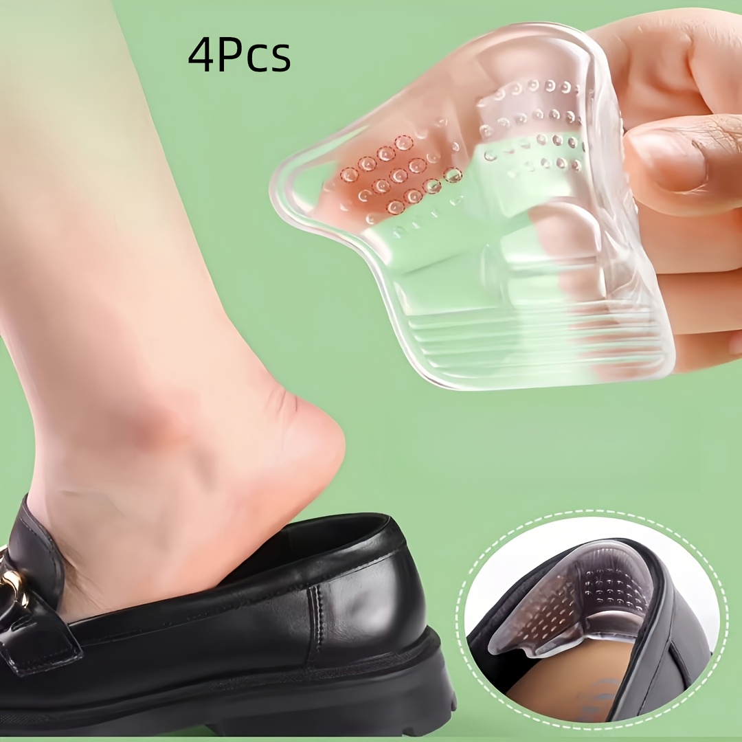 Image of 4pcs/, Self-adhesive Silicone Heel Insert, Self-adhesive Gel Heel Pad, Anti-blister, Adjust Shoe Size, Comfortable Cushioning, Comfortable And Refreshing And Reusable