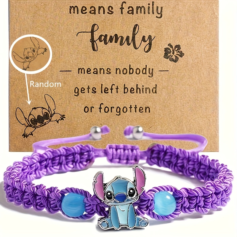 Disney'S Stitch Braided Bracelet with December Birthstone