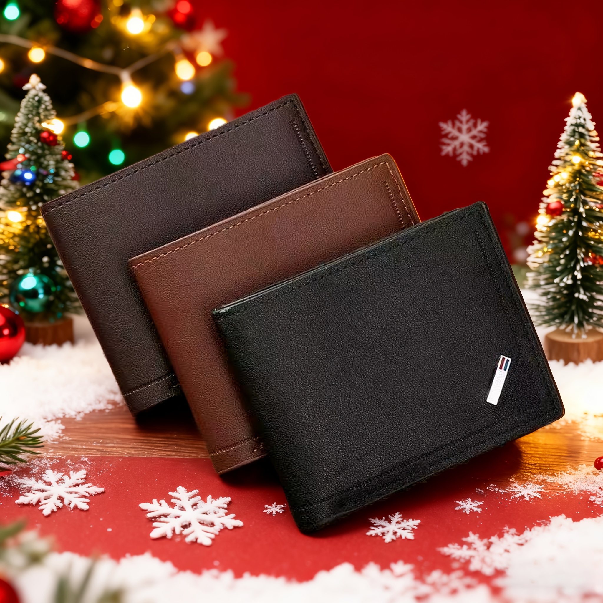 TEMU 3pcs Men's Wallet Set, Stylish And Casual Pu Wallet, Accommodates Large-denomination , Coin Pocket, Credit Card/bank Card/id/photo Card Slots,