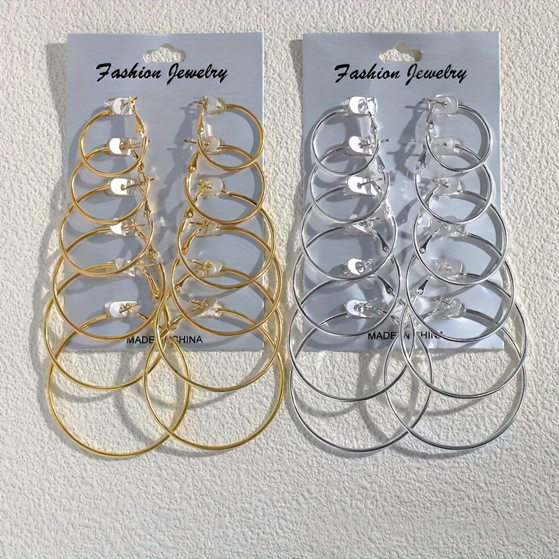 

24pcs Retro Elegant Simple Hoop Earrings, Silvery Earrings Set For Daily Holiday Dating Gift, Trendy Earrings