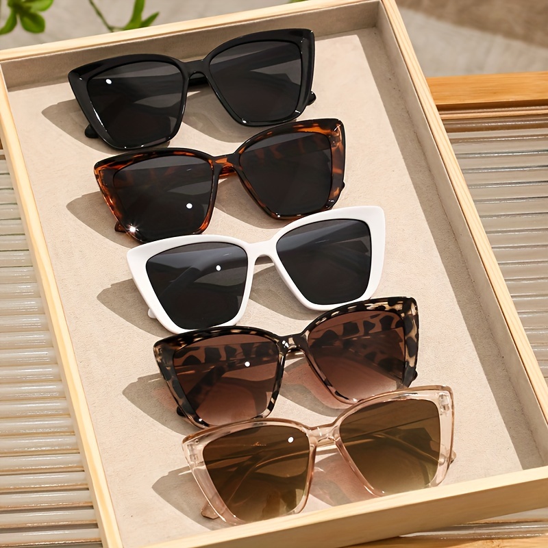 

5pcs Cat Eye Fahsion Glasses Big Frame Leopard Frame For Leisure Beach Walking Fashion Glasses