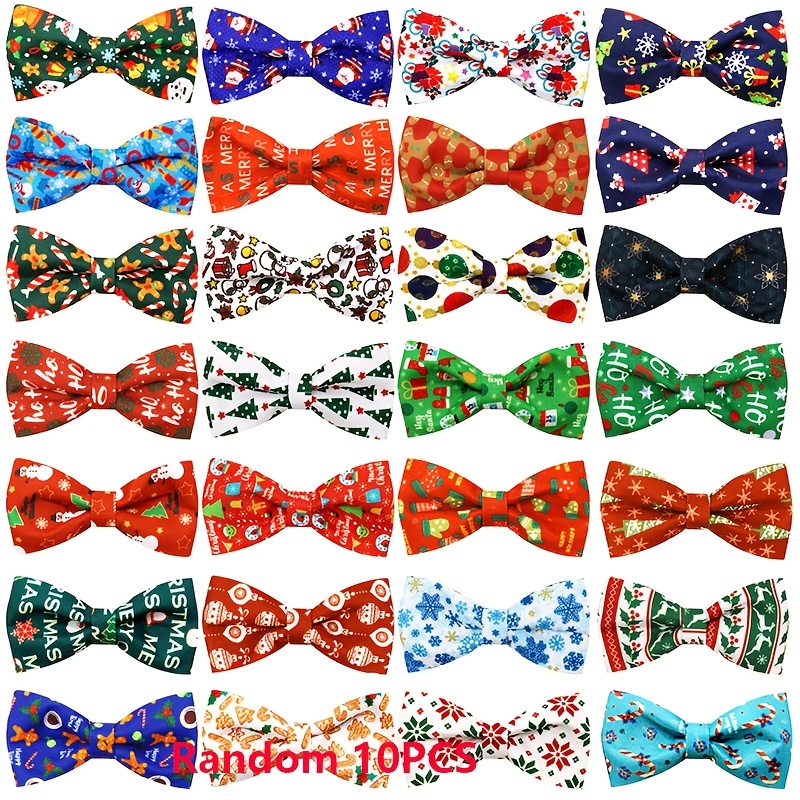 TEMU 10 pièces Nœuds Papillon Aléatoires pour Animaux, Nœuds Détachables pour Chiens et Chats, Accessoires de Mode et Beauté pour les Fêtes de Noël