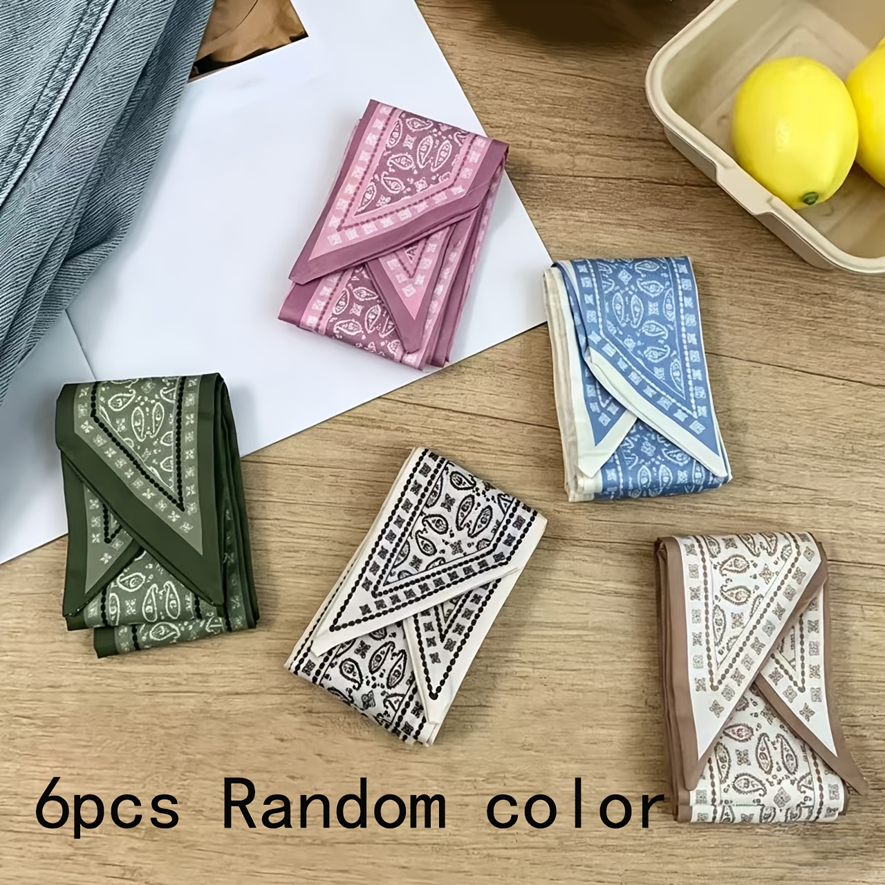 TEMU Random 6pcs Retro Floral Flower Long Hair Tie, Versatile And , Smooth Neckline Small Scarf, Random Color Binding Bag Gift Box, Decorative Ribbon