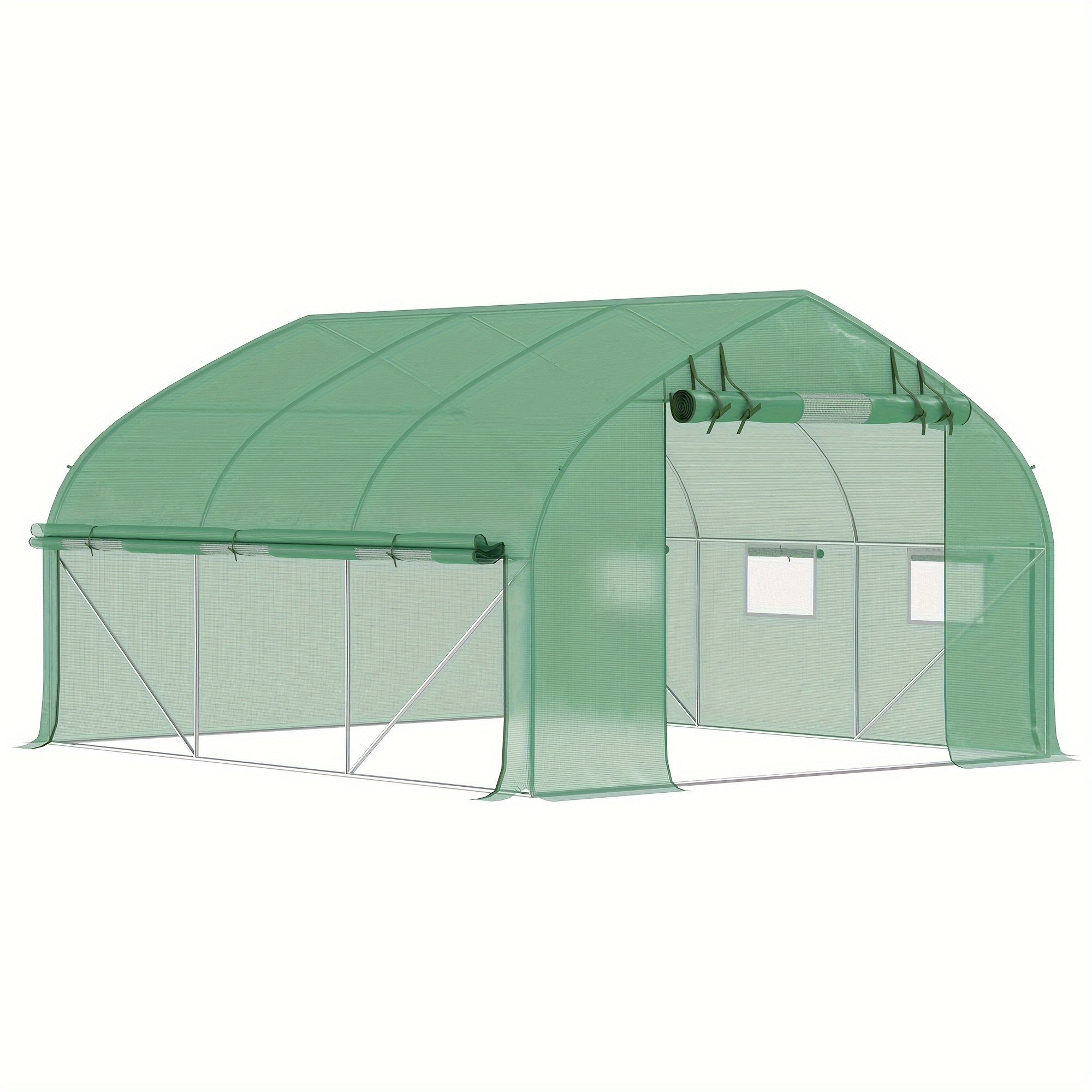 

Outsunny 11.5' X 10' X 6.5' Walk-in Tunnel Greenhouse With Zippered Mesh Door, 7 Mesh Windows & Roll-up , Upgraded Gardening Plant With Galvanized Steel Hoops, Green