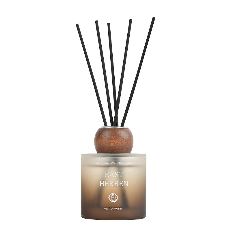 TEMU Rustic Brown Gradient Glass Bottle, Empty Bottle, Classic Simple Flameless Gift Box | Glass Vertical Rattan Diffuser Bottle With Wooden Lid,