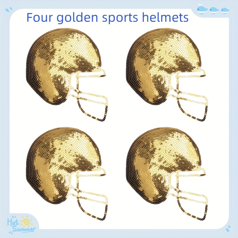 TEMU A Set Of 4 Helmets, Football And Baseball Helmets, Sequins, Embroidered Fabric Stickers, Ironed Artistic Patch Stickers And Decorative Stickers