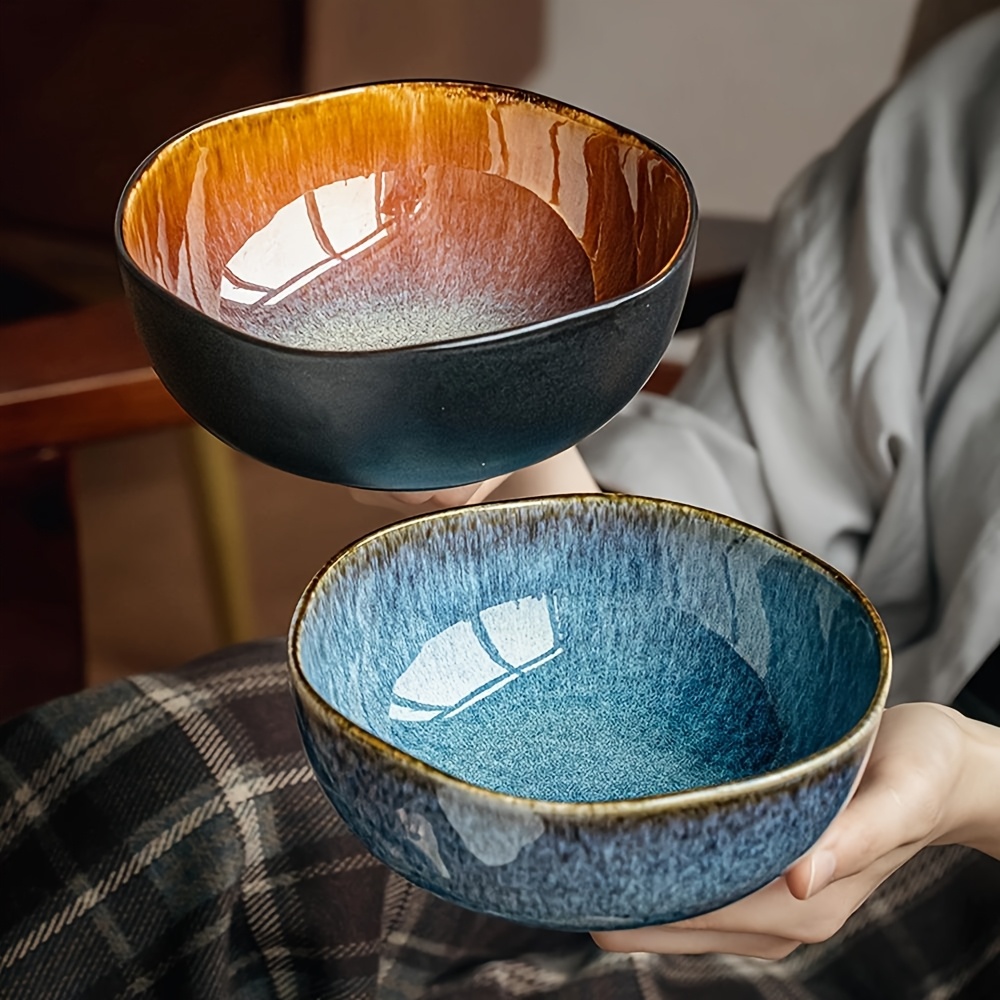 2pcs 830ml 6 5 inch couple noodle bowls ceramic material high end restaurant specialty tableware   kiln fruit bowl