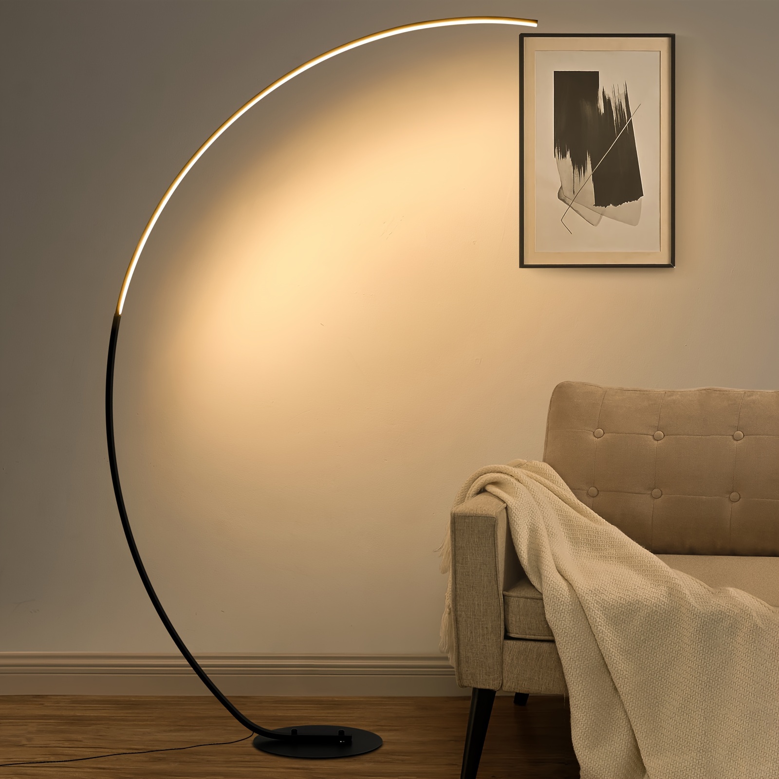 Modern 65 Inch Arched Standing Reading Floor Lamp with Remote - Dimmable Black LED Color Changing Curved Ambient Lighting for Bedroom And Living Room 10 Modern 65 Inch Arched Standing Reading Floor Lamp with Remote - Dimmable Black LED Color Changing Curved Ambient Lighting for Bedroom And Living Room - Image 10