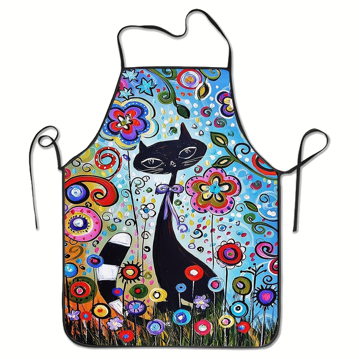 

1pc Cute Cartoon Cat Kitchen Apron - Polyester, Woven, Waterproof, Oil-proof For Cooking, Baking, Home Cleaning Cat-themed Kitchen Accessory, Holiday Decor Essentials