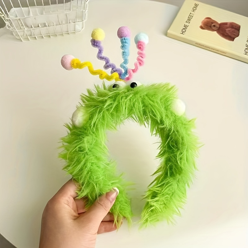 Image of A New Cartoon Plush Headband With A Quirky Design, Perfect For Washing Or As A Birthday Hair Accessory Featuring A Cute Monster