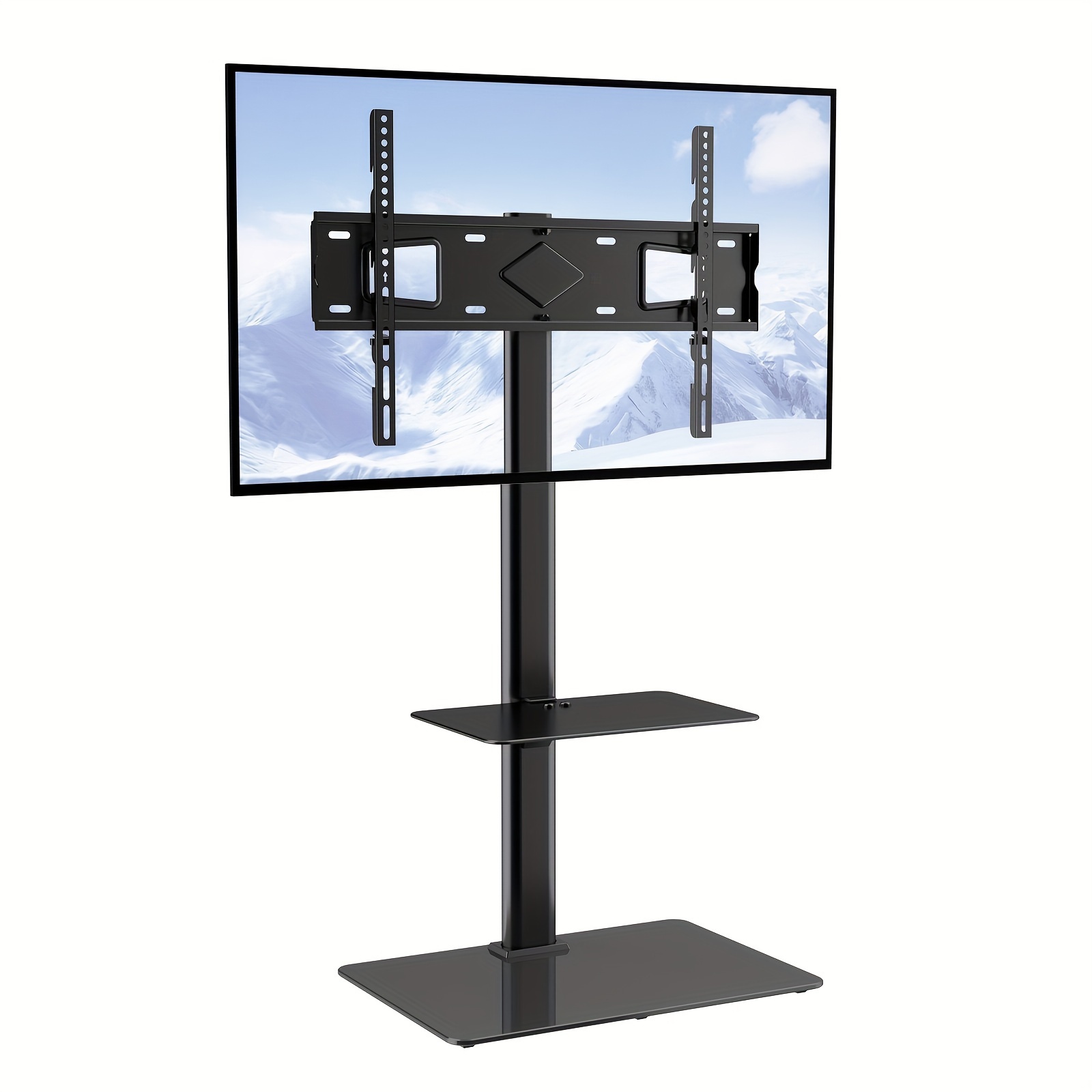 

90lbs/41kg Weight Capacity Tv Stand Mount, Swivel Tall Tv Stand For 32 To 65 Inch Tvs, Height Adjustable Portable Floor Tv Stand With Tempered Glass Base For Bedroom, Living Room