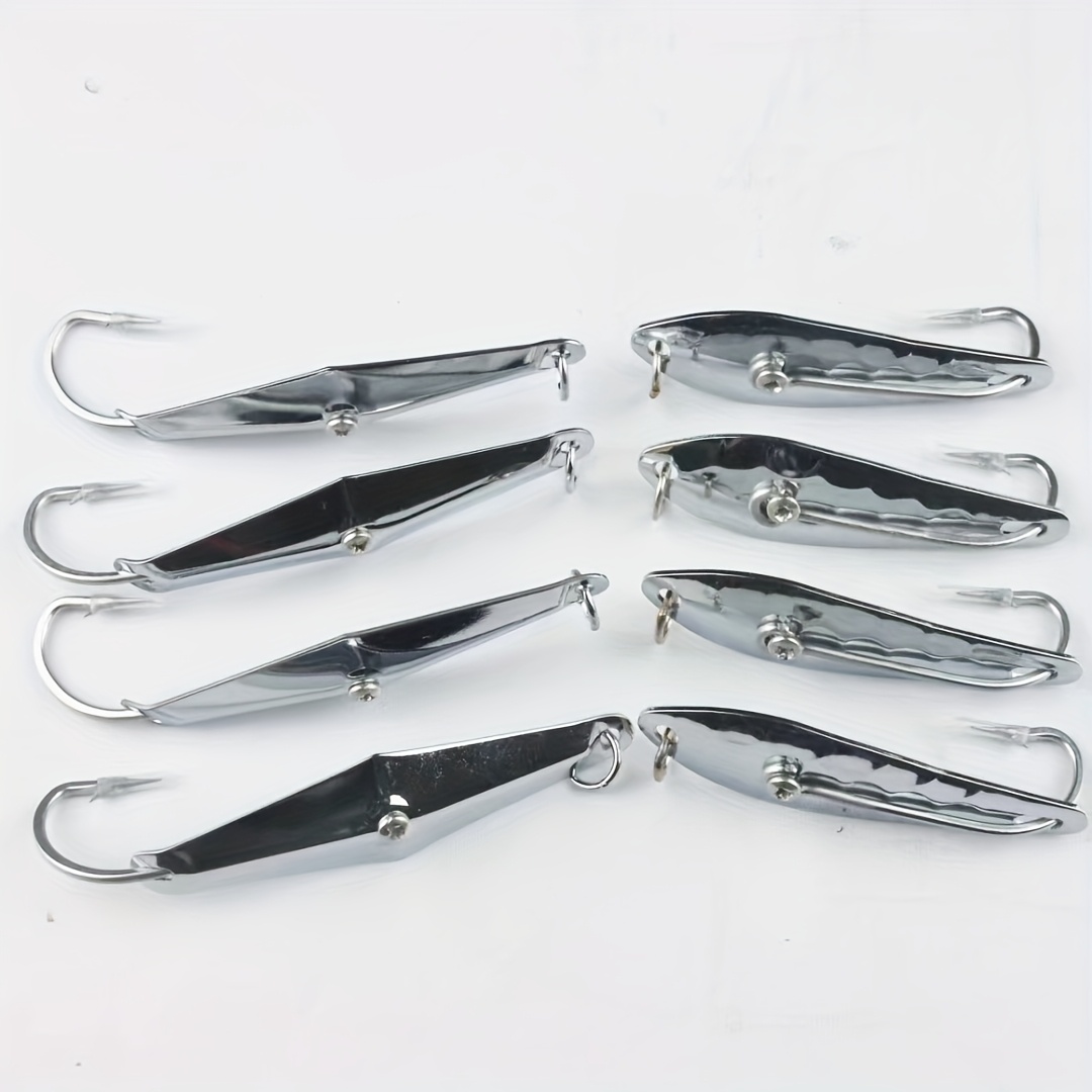 

4pcs 3.93inch Silvery Stainless Steel Drone Spoon, Trolling Metal Lure, , For , Trout, Saltwater And Freshwater Fishing