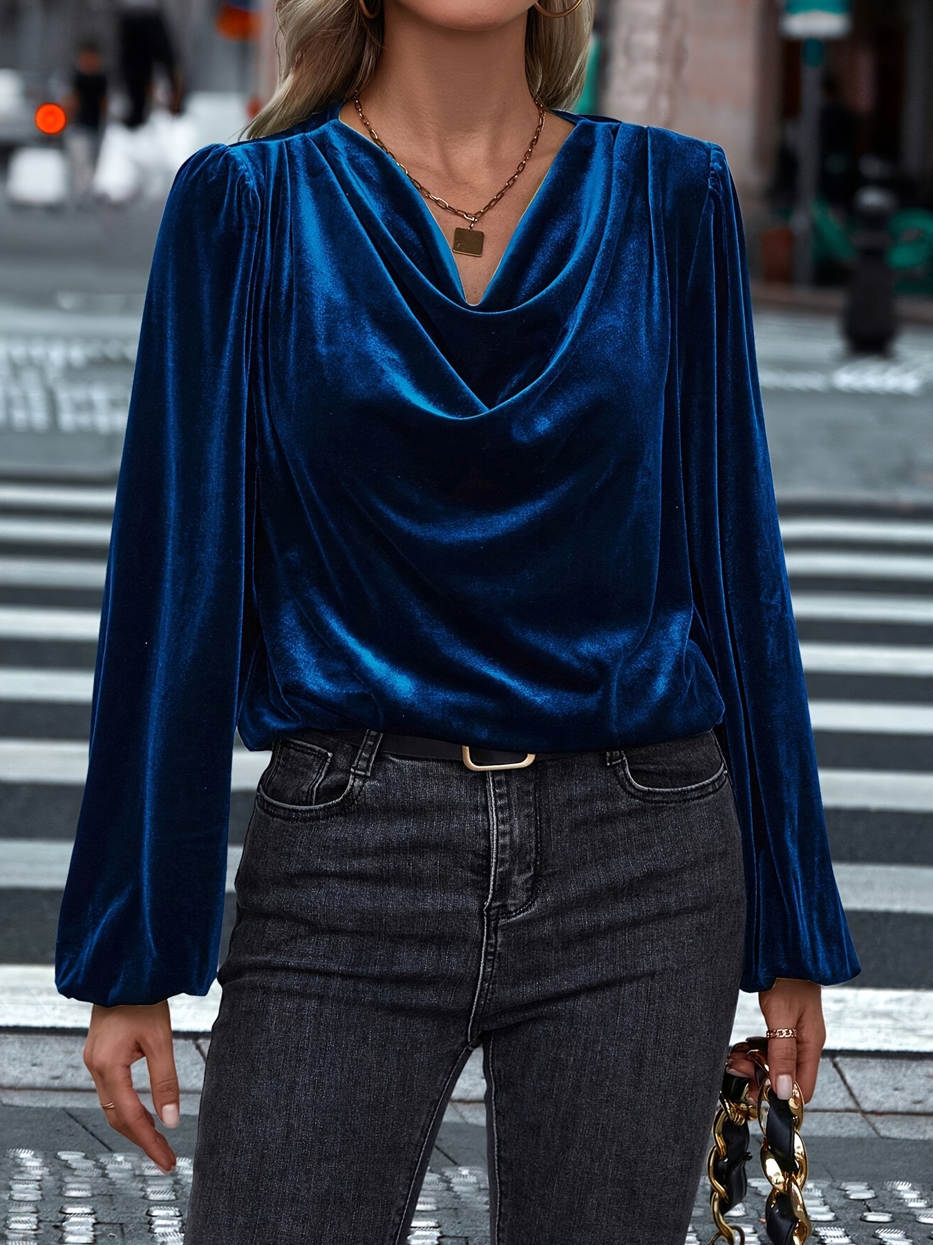 blusa cuello terciopelo elegante Temu Colombia