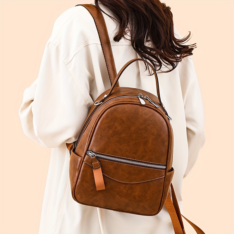 mini backpack purse women retro two way shoulder bag simple - Temu Morocco
