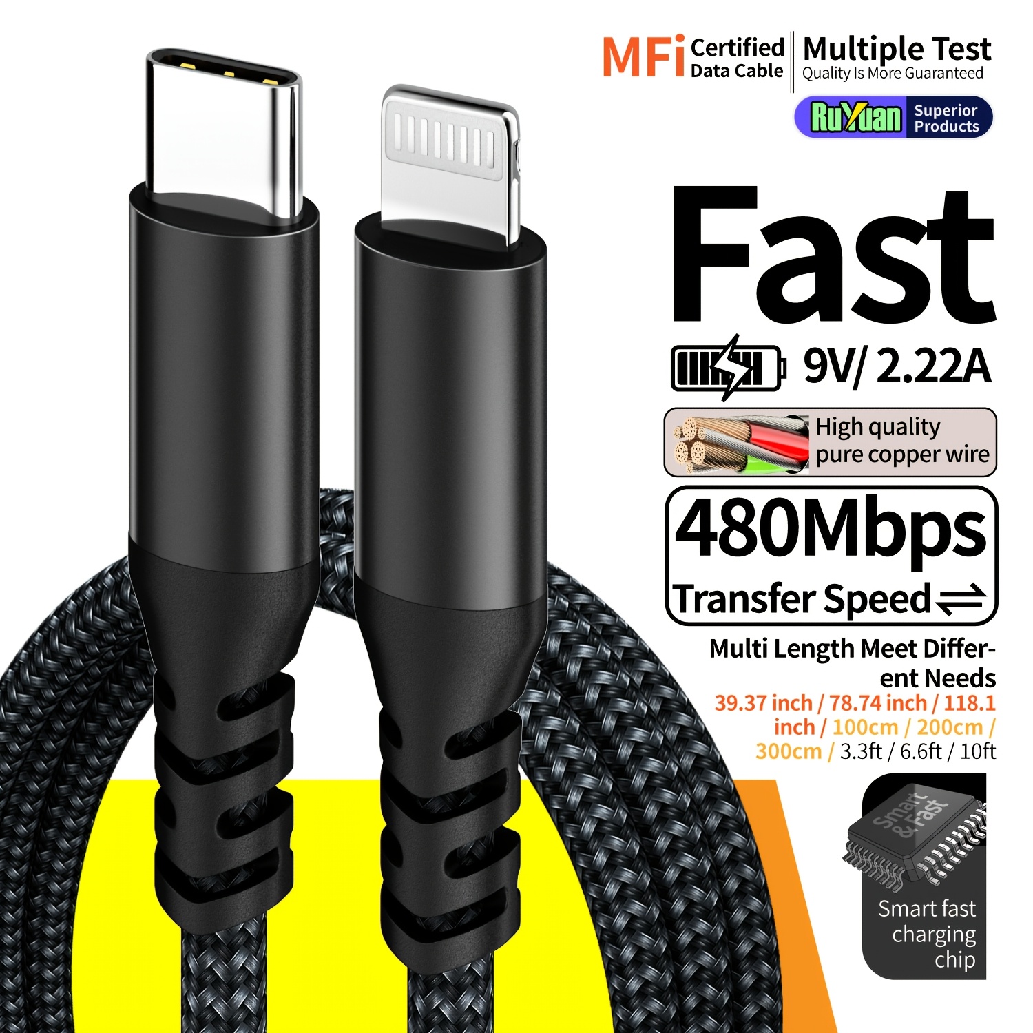 Type C to Charging Cable, 20W for iPhone 14/14 Plus/14 Pro/14 Pro  Max/13/13 Pro/12/12 Pro/12 Pro Max/11/Xs Max/Xr/X/8, iPad, a