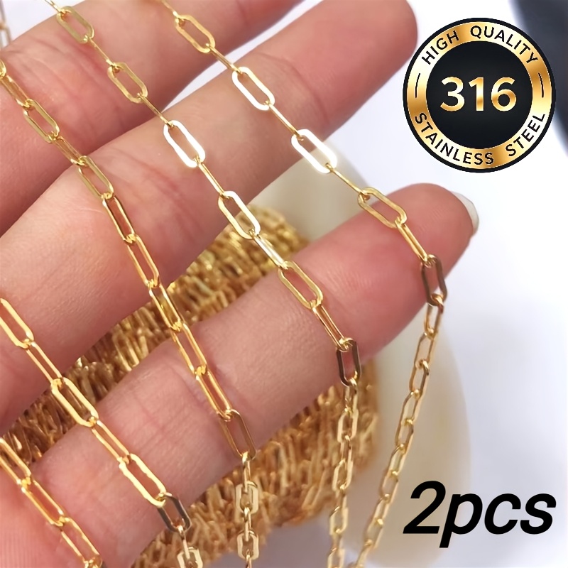 2pcs Minimalist Geometric Stainless Steel Rectangular Cross Chains