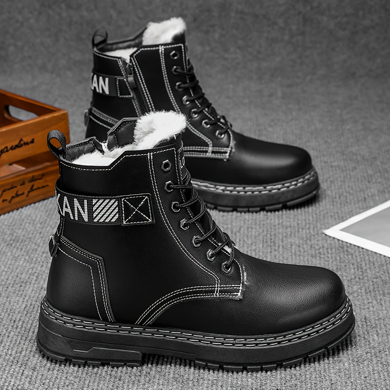 męskie buty zimowe 2025, wysokie, ocieplane polarem,  , uniwersalne buty do śniegu, modne, stylowe, wygodne buty trekkingowe męskie do noszenia na co dzień