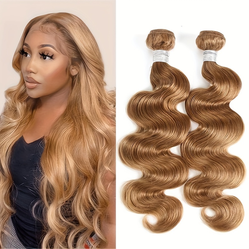 

Honey Blonde Body Wave 3 Bundles Brazilian Remy Hair Weaving Pure Color 27# Color Virgin Remy Human Hair