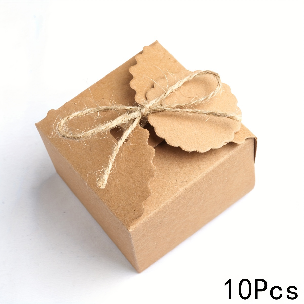 E-shop Geschenk für Sie/Ihn 10 Stück Wellenformige Kraftpapierbox mit Bändern und Etiketten Hochzeit Süßigkeitenbox Geschenkverpackungsboxen Vintage
