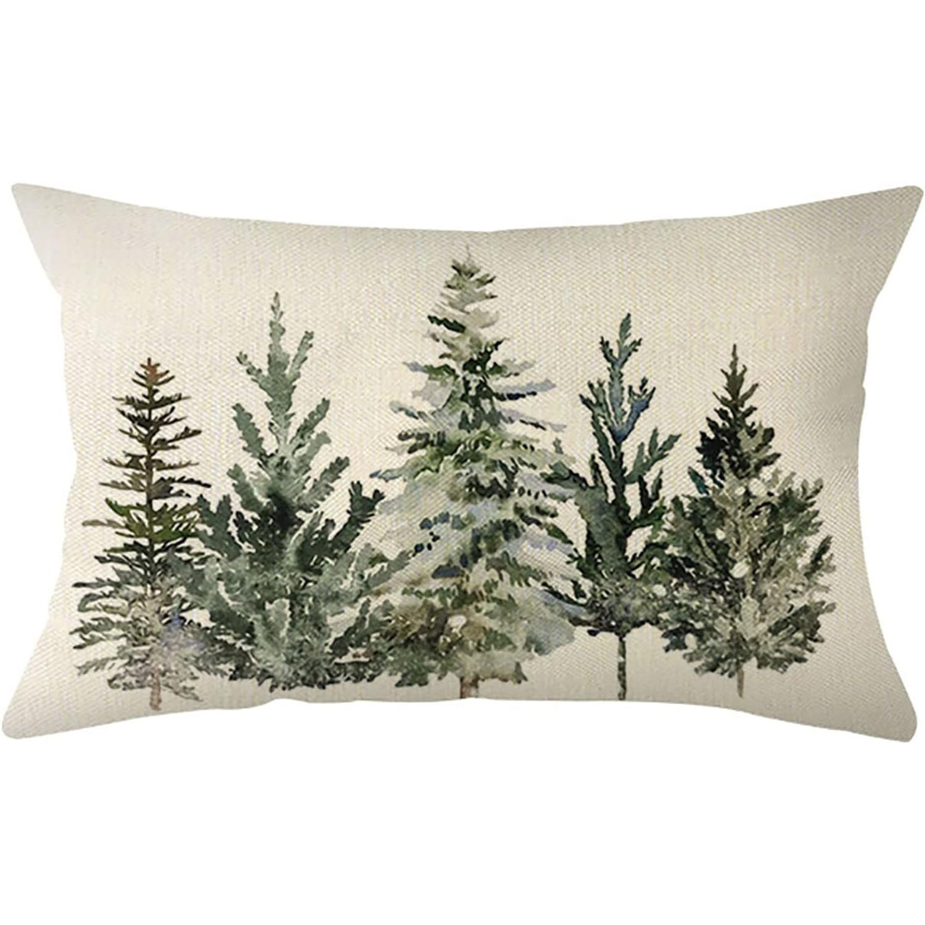 

1pc, Linen Christmas Winter Trees Lumbar Throw Pillow Cover, Winter Holiday Party Cushion Case Decoration For Sofa Couch12 X 20 Inch (single Side, No Pillow Core)