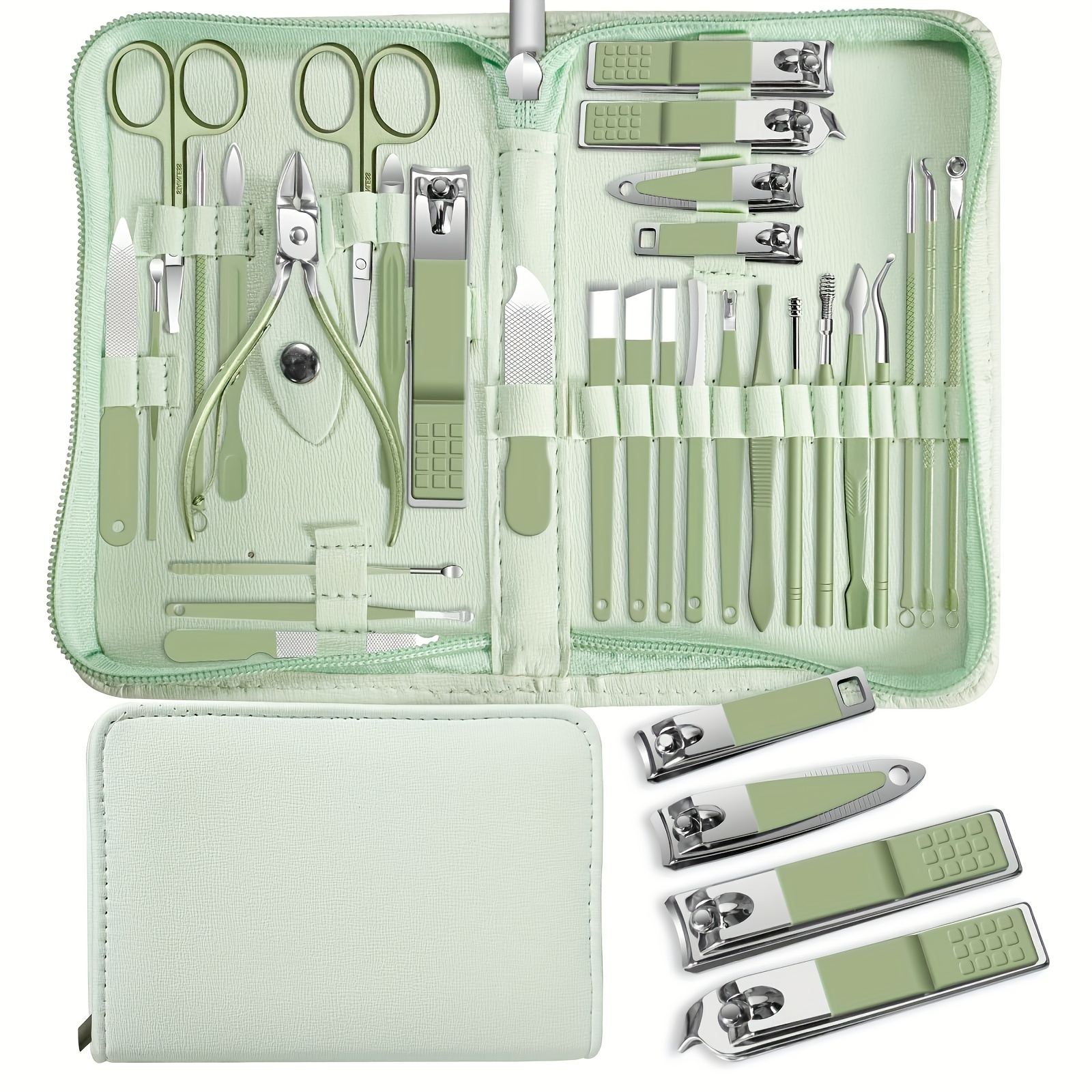 30pcs Nail Clippers Manicure Tool Set, with Portable Travel Case, Cuticle Nippers And Cutter Kit, Professional Nail Clippers