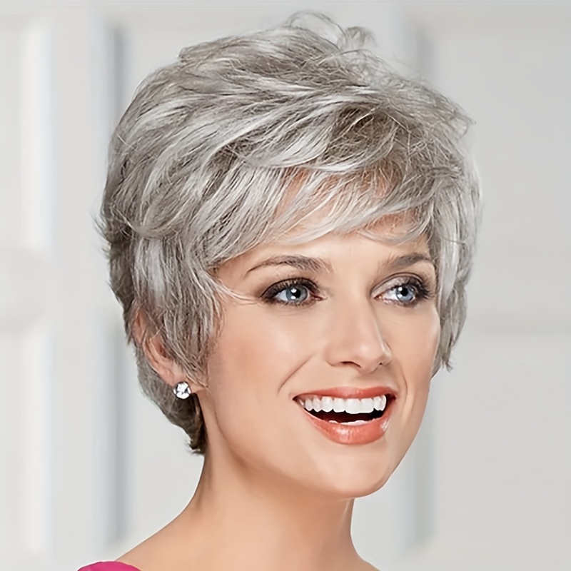 

1pc European And Short Wig Head Cover For Women, Cover Light Gray , Fashionable Fluffy Wig Cover, Comes With