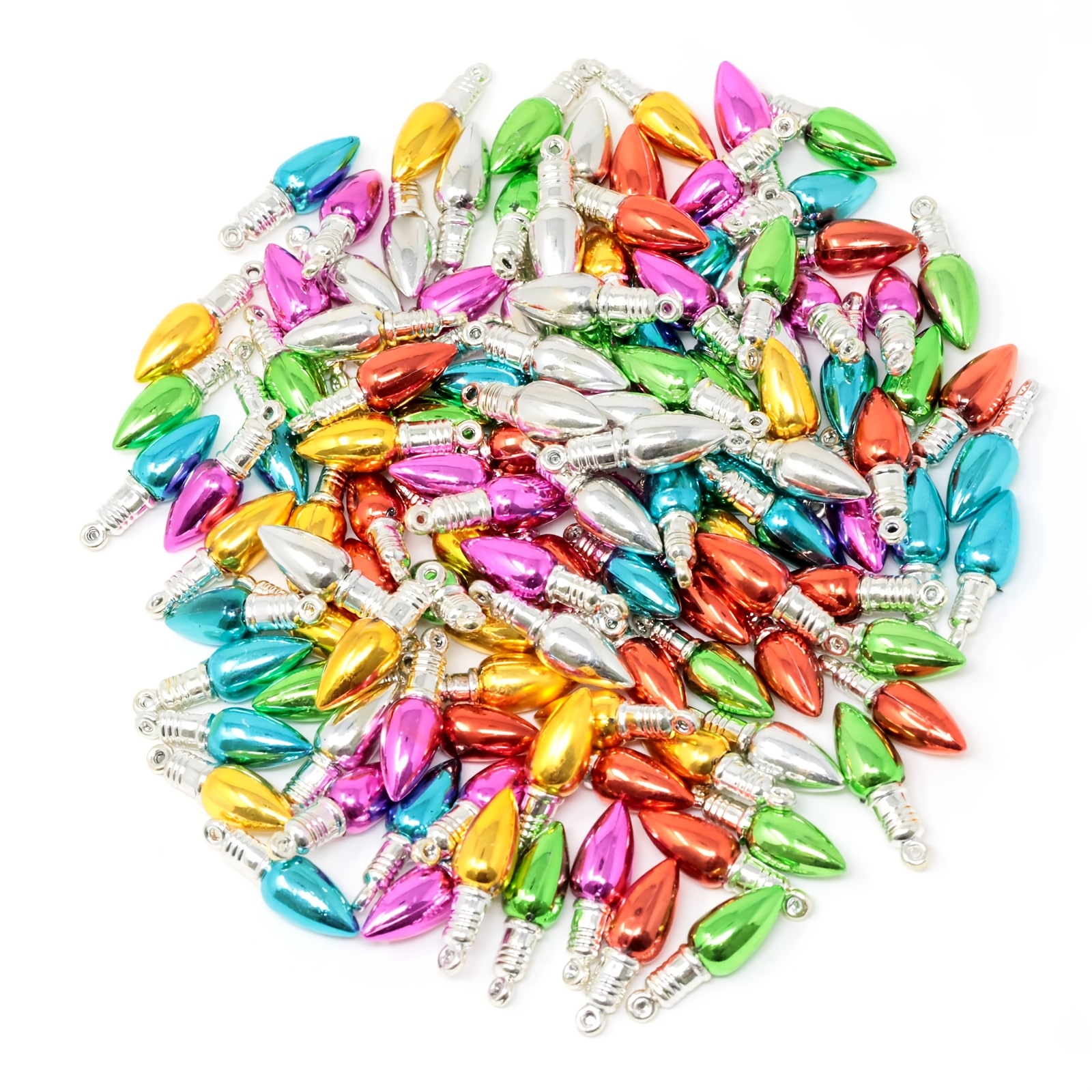 120 Mini Christmas Light Bulb Pendants - Plastic Ball Accessories 8x25mm For Holiday Party Decoration, Handicrafts, And Home Decoration Production