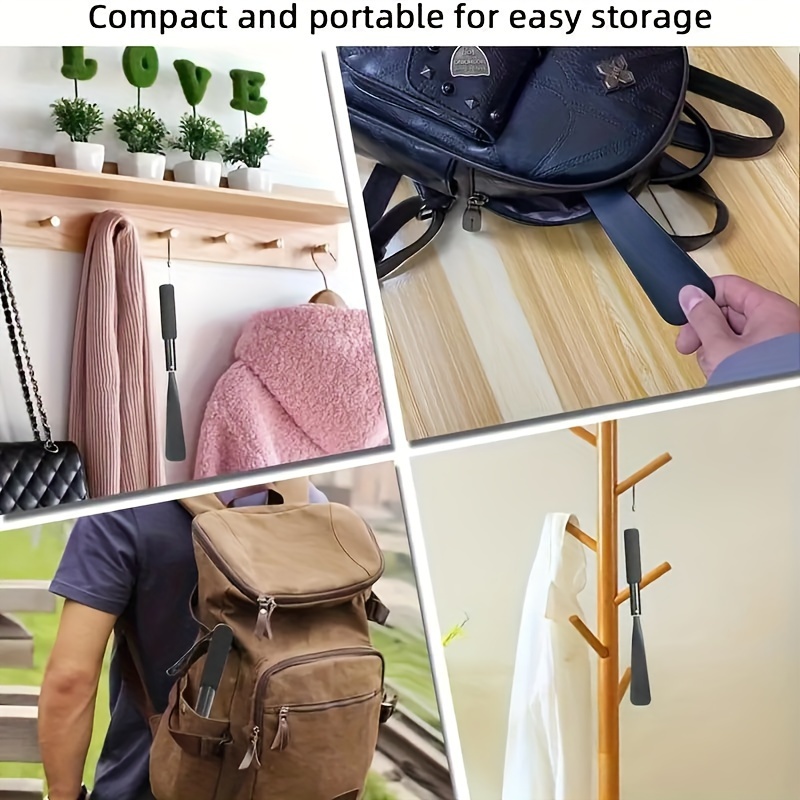 Stainless Steel Telescopic Shoe Horn, Extendable Long Handle Shoehorn with Non-Slip Grip, Adjustable Length, Portable Design with Lanyard, Easy Footwear Assistance Tool