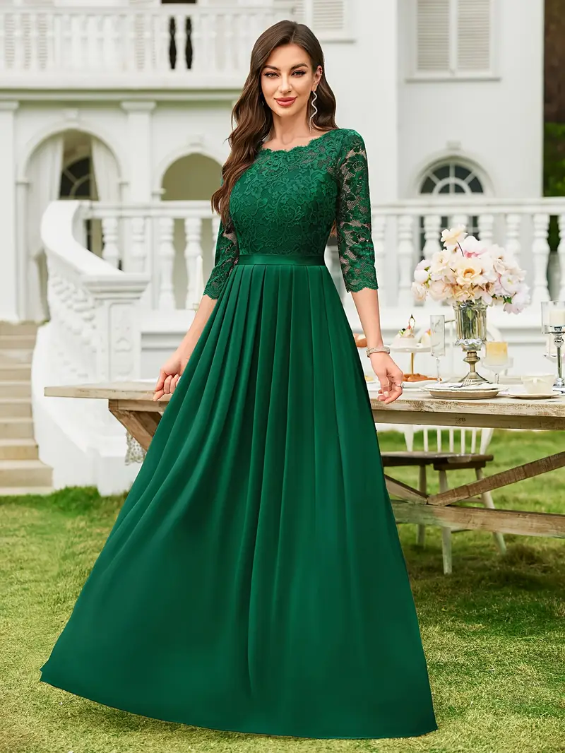 womens elegant floral lace contrast chiffon 3 4 sleeve - Temu Greece womens elegant floral lace contrast chiffon 3 4 sleeve - Temu Greece