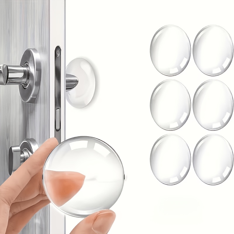 TEMU topes de puerta autoadhesivos transparentes con funciones de absorción de impactos, protección de pared y reducción de ruido. Fáciles de