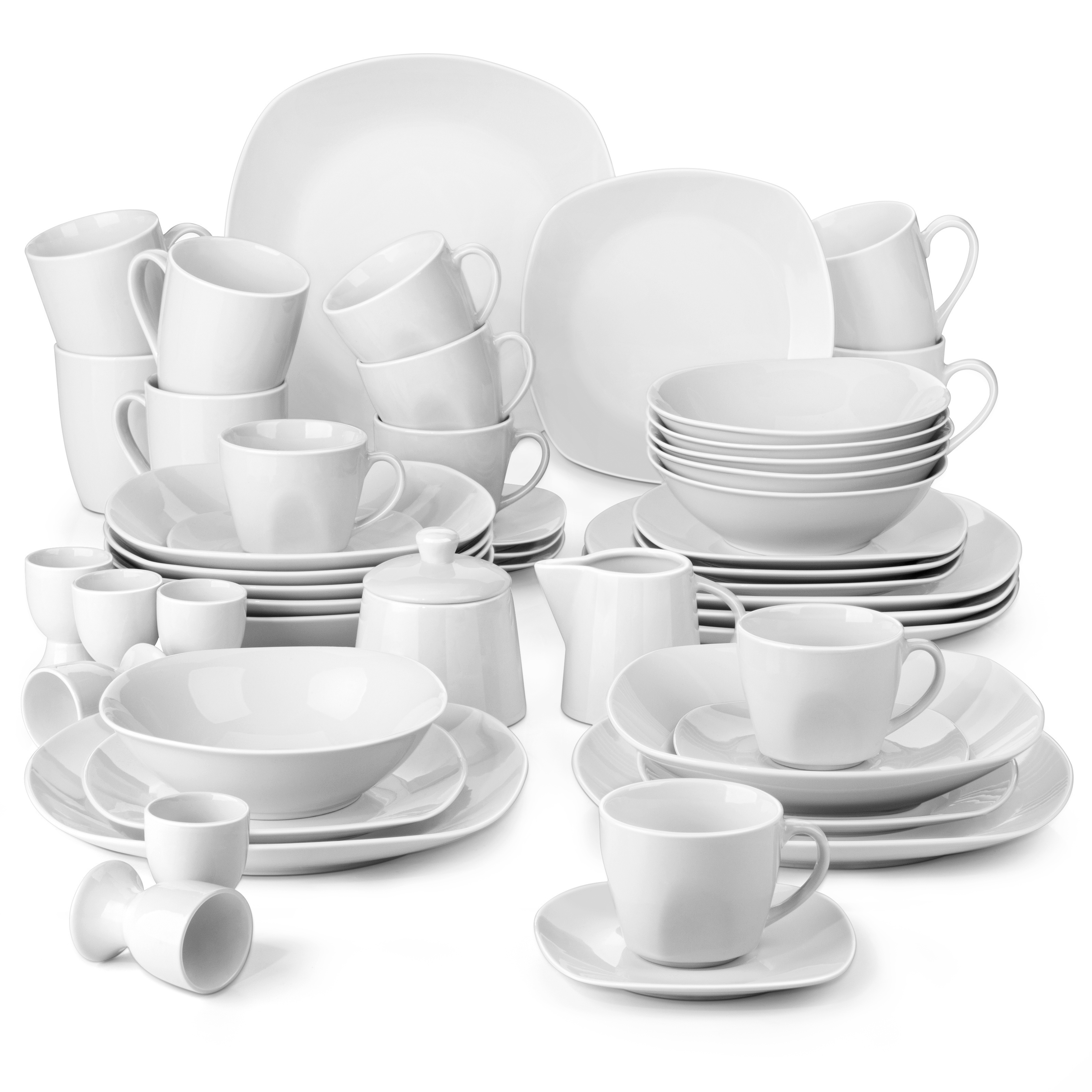 

50 Piece Dinnerware Set Porcelain Ivory Sets Tableware