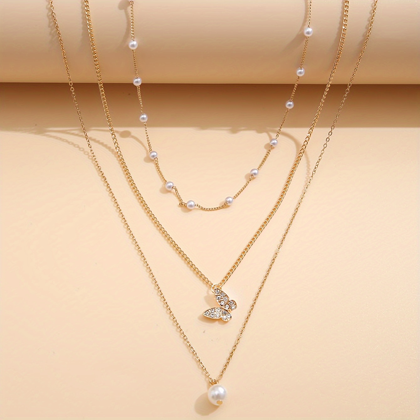 3pcs Split Layer Butterfly Necklace Set for Women