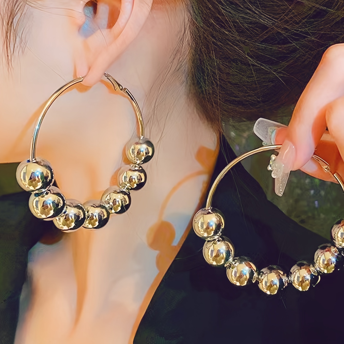 Bohemian Vintage Inspired Hoop Earrings Iron Beaded Hoops