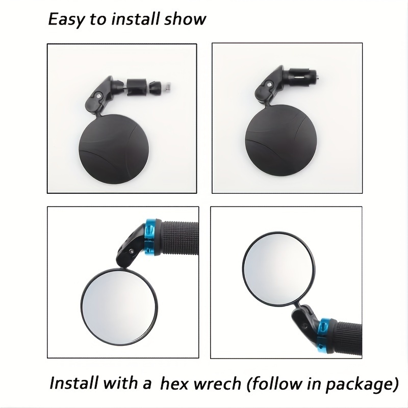 HD Wide-Angle 360° Rotatable Bike Rearview Mirror - 1pc/2pcs Handlebar End Mirrors for Mountain & Road Cycling