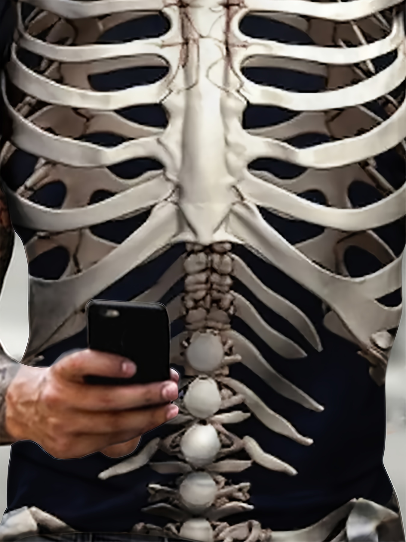 Festive Halloween Skeleton Print Large Size Men'S Casual Athletic T-Shirt, Plus Size