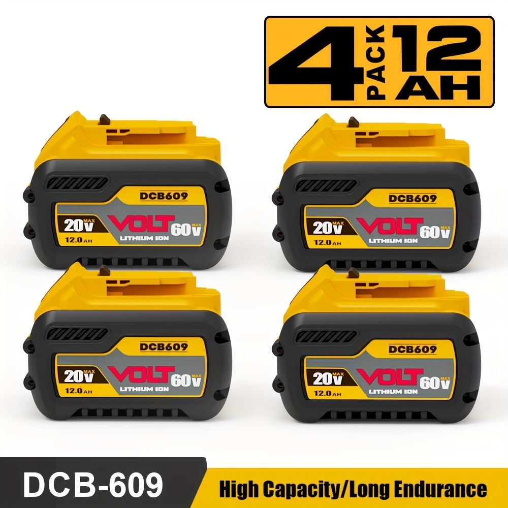 TEMU 1PAQUETTE/ 2PAQUETTE/4PAQUETTE DCB609 60V/20V Remplacez La Batterie DEWALT 12.0AH, Compatible Avec Les Outils Électriques DeWalt 20V/60V,