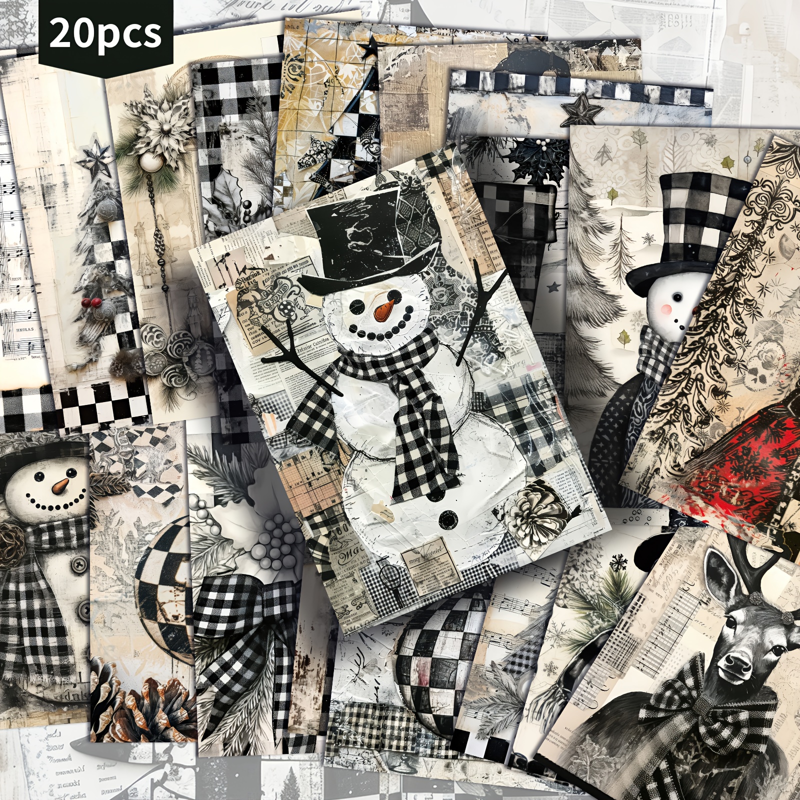 TEMU Set Of 20 And White Postcards Featuring For Christmas Trees - Measuring 4x6 Inches, Perfect For Junk Journals, Showcasing Classic Pinup Art, And