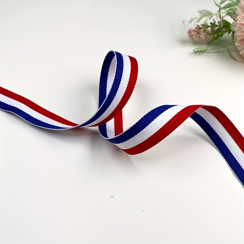Image of 5 Yards Of Coarse Ribbon Fabric In Patriotic Red, White, And , Perfect For Memorial Day, Crafts, Sewing Projects, Clothing, Apparel, And Gift Wrapping