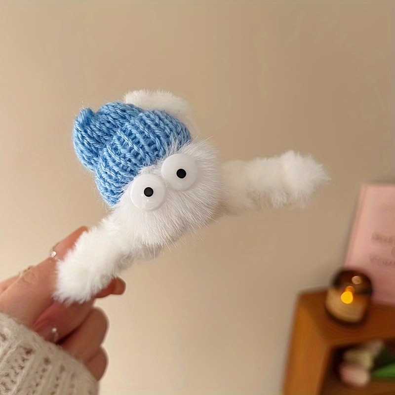 TEMU Fermaglio per capelli in peluche con grandi da cartone animato, clip per capelli da donna per la parte posteriore della testa, clip per capelli