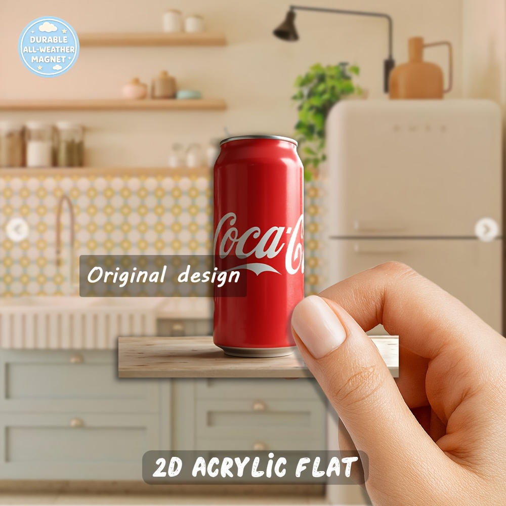 TEMU 2d Flat, Acrylic Fridge Magnet, Soda , With Letters, Glossy Texture. Beverage Enthusiasts And Vintage Decor Lovers, An Ideal Father's Day Gift