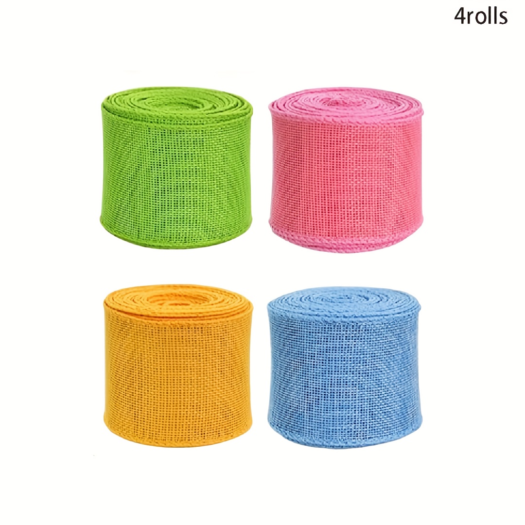 TEMU 4 Rouleaux de en Lin | Décorations Colorées de Printemps et de Pâques, Décorations de Nœuds pour Fêtes , Couleurs Mélangées