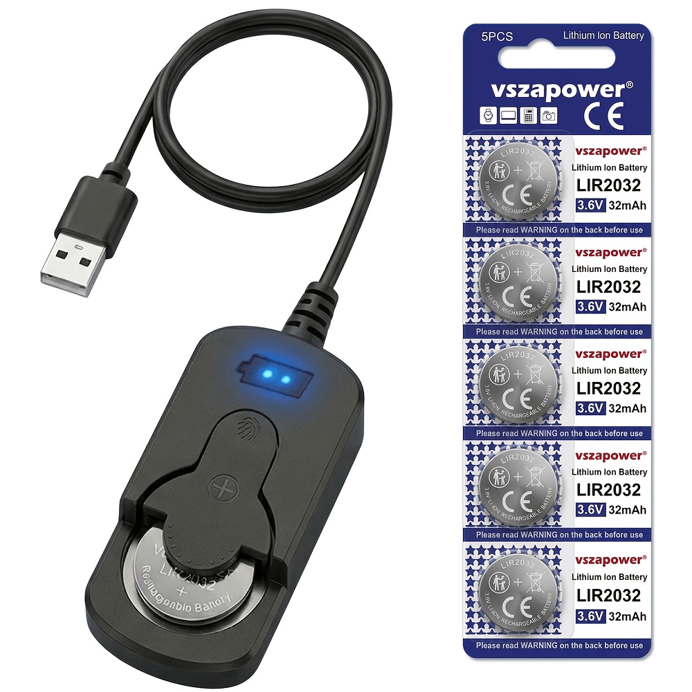 Image of New Clip- And White Button Battery Lir2032 Charger, Alternative To Cr2032, Light Fast Charge, Compatible With Lir2016, 2025, 2450, 2430 Button Batteries, Winter Power Drain, Cyclical Money