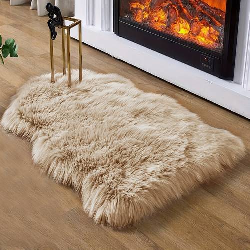 1pc home bedroom living room aisle fluffy soft artificial faux wool floor mat pet mat bedside mat