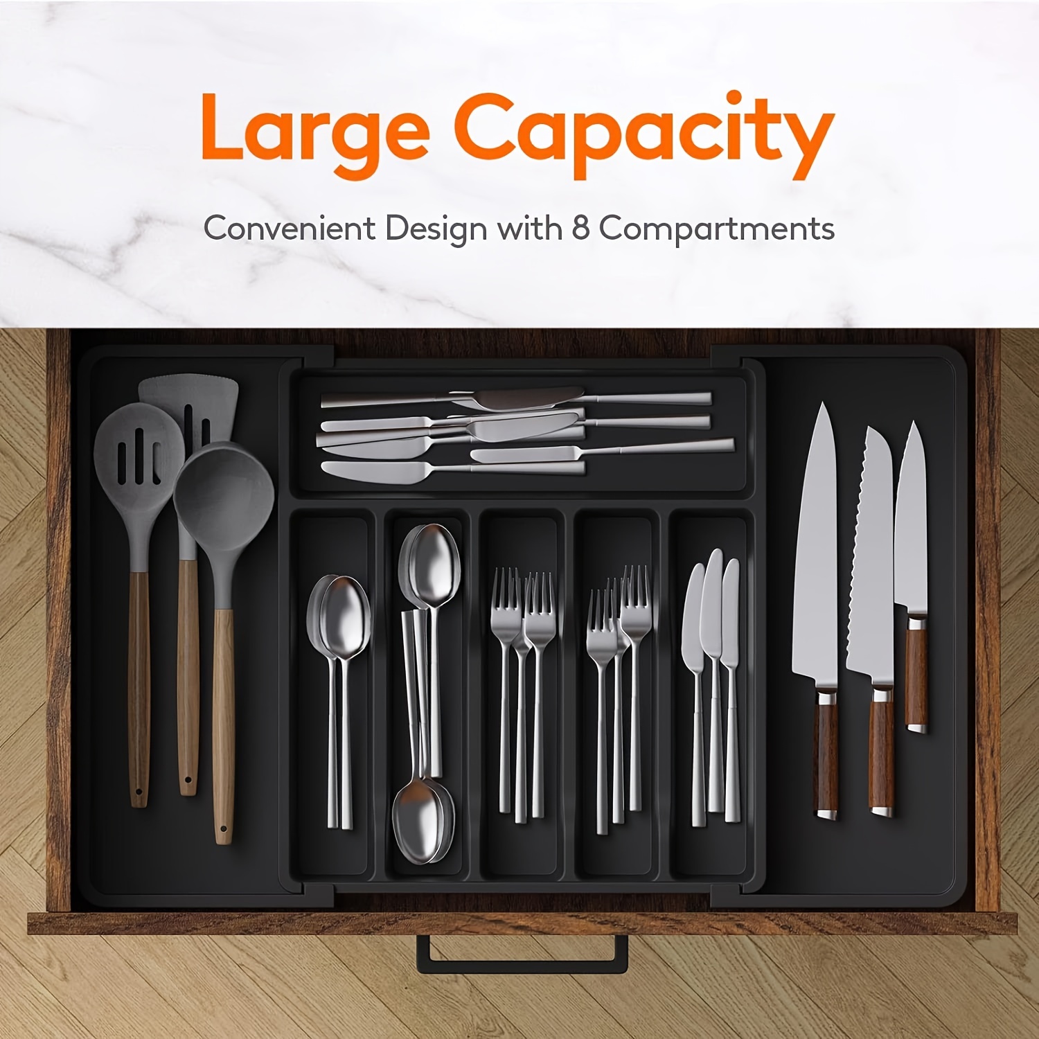 

Organizer - Plastic Cutlery Dividers For Silverware, Utensils & Makeup Storage