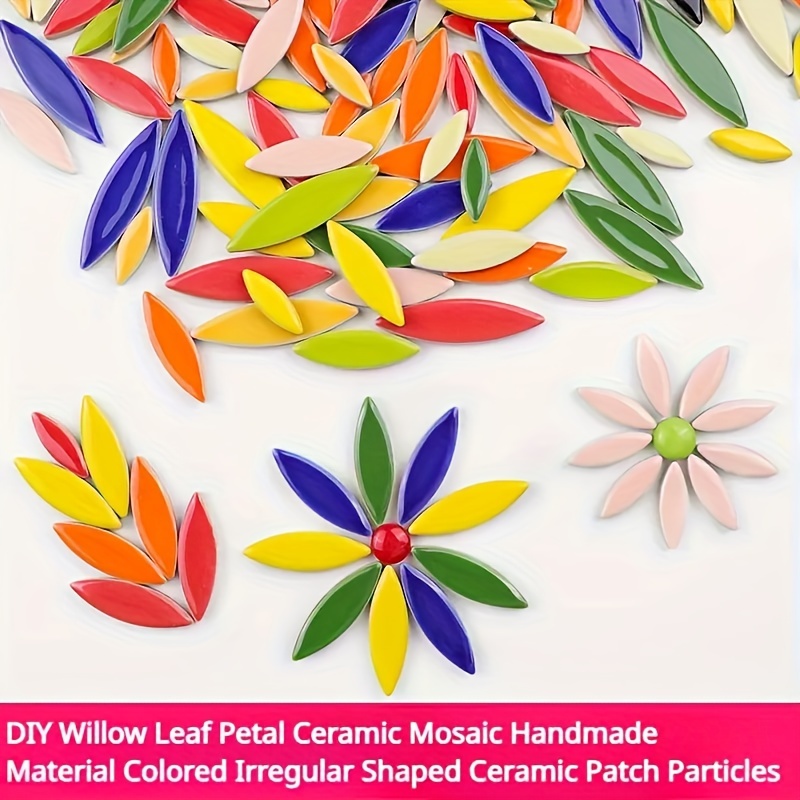

1set 50g/1.76oz Colorful Irregular Ceramic Mosaic Loose Particles, Multi-colored Ceramic Mosaic Petals Pendant Beads, For Diy Jewelry Making Decoration