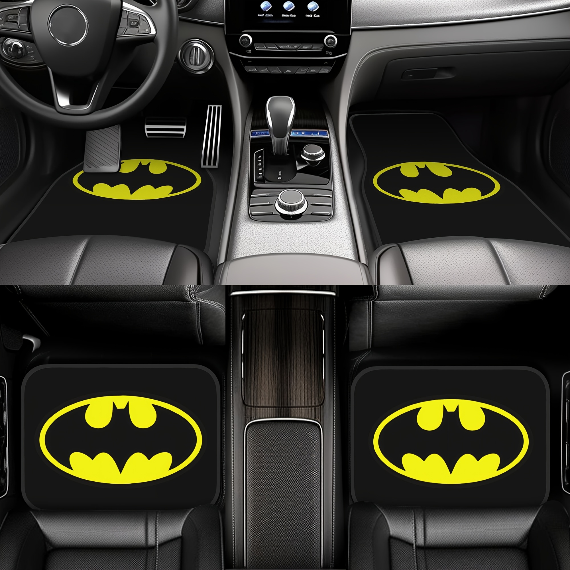 TEMU 4pcs Batman Cartoon Car Floor Mats, Cute Anti-stain Car Mats, Suitable For Car Use