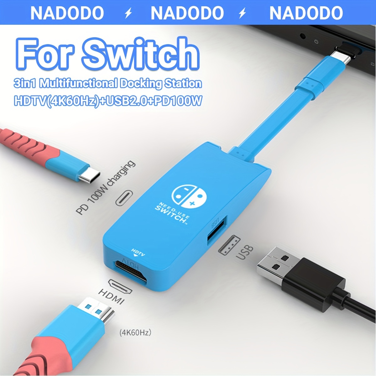 Adaptateur USB C Vers H Pour Nintendo Switch/Switch OLED/MacBook Pro  Air/iPad Pro/téléphone Android, Transfert De Données USB3.0 5GBps,  Adaptateur