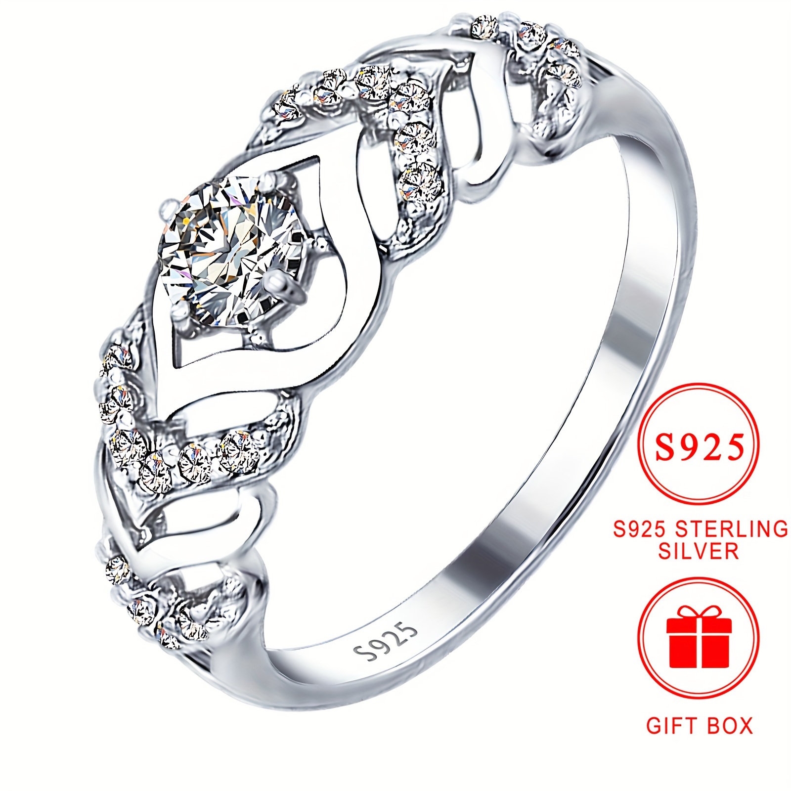 Romantic Declaration Ring for Women with Zirconia, S925 Silver