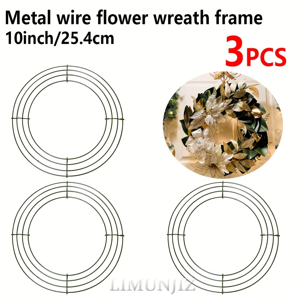 metal wire wreath frame rings dark green rustic Temu United Kingdom