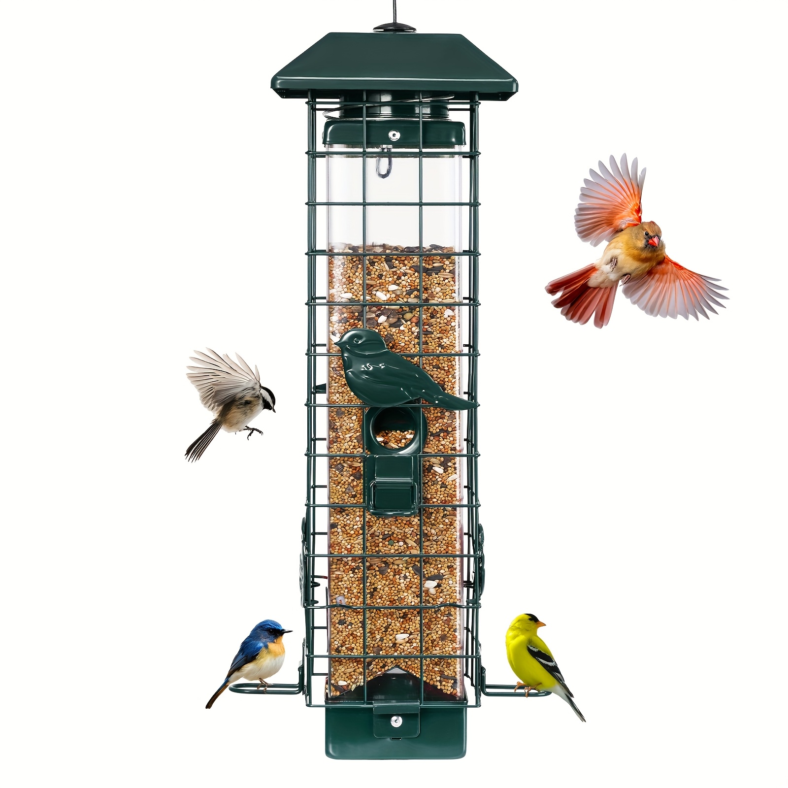 TEMU Kingsyard Squirrel Proof Bird Feeder For Outside Garden Yard Metal Mesh Bird Feeders For Outdoors Hanging Gravity Protection Wild Bird Feeders